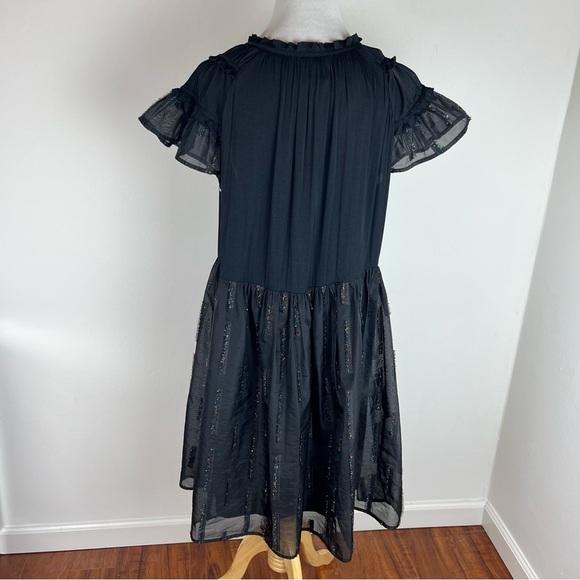 Anthropologie x SUI by Anna Sui Black Ruffled Rainbow Tulle Midi Dress - Picture 4 of 6